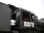 UP 6072, engineer's cab side view close up